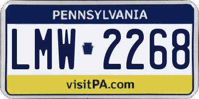 PA license plate LMW2268