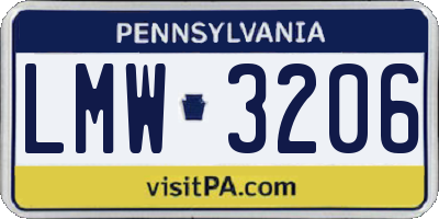 PA license plate LMW3206