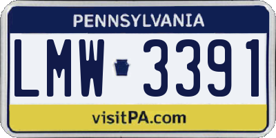 PA license plate LMW3391