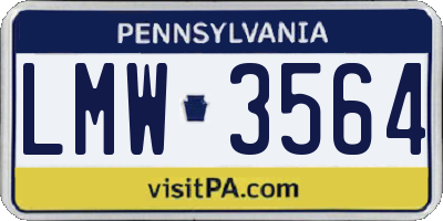 PA license plate LMW3564