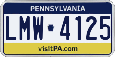 PA license plate LMW4125