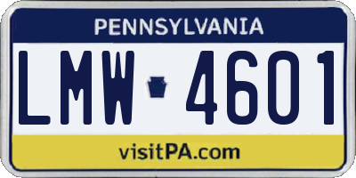 PA license plate LMW4601