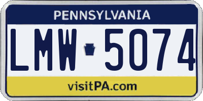 PA license plate LMW5074
