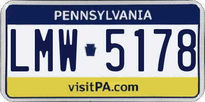 PA license plate LMW5178