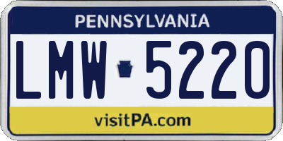 PA license plate LMW5220
