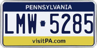 PA license plate LMW5285