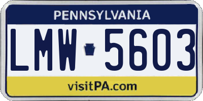 PA license plate LMW5603