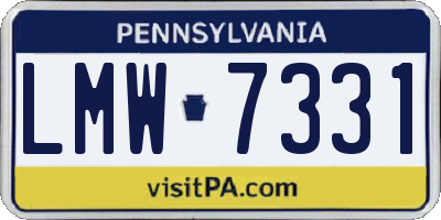 PA license plate LMW7331