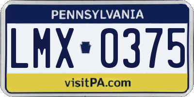 PA license plate LMX0375