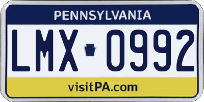 PA license plate LMX0992