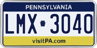 PA license plate LMX3040