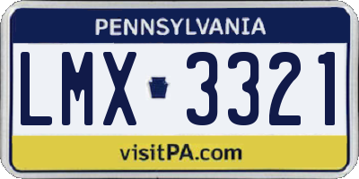 PA license plate LMX3321