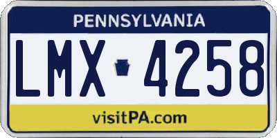 PA license plate LMX4258