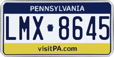 PA license plate LMX8645