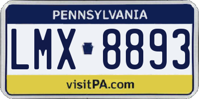 PA license plate LMX8893