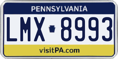 PA license plate LMX8993