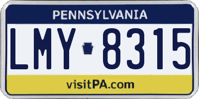 PA license plate LMY8315