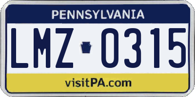 PA license plate LMZ0315