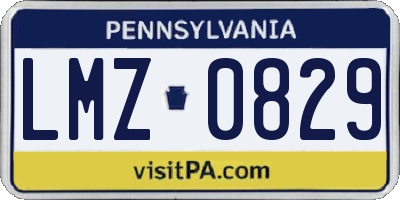 PA license plate LMZ0829
