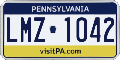 PA license plate LMZ1042
