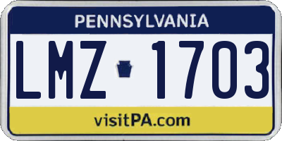 PA license plate LMZ1703