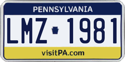 PA license plate LMZ1981