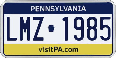 PA license plate LMZ1985