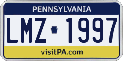 PA license plate LMZ1997