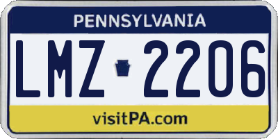 PA license plate LMZ2206