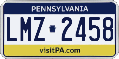 PA license plate LMZ2458