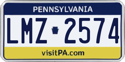 PA license plate LMZ2574