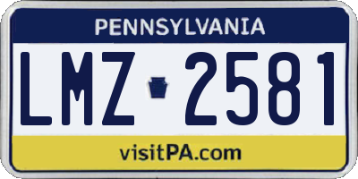 PA license plate LMZ2581