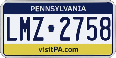 PA license plate LMZ2758