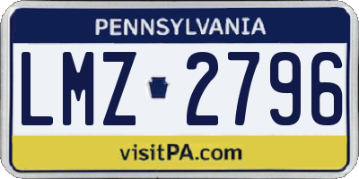 PA license plate LMZ2796