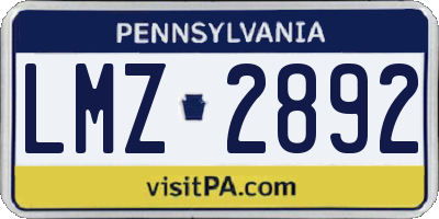 PA license plate LMZ2892