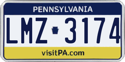 PA license plate LMZ3174