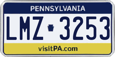 PA license plate LMZ3253