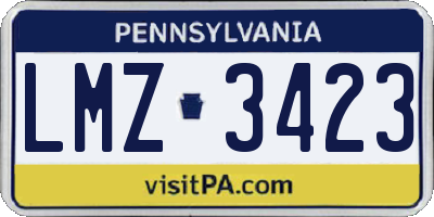 PA license plate LMZ3423