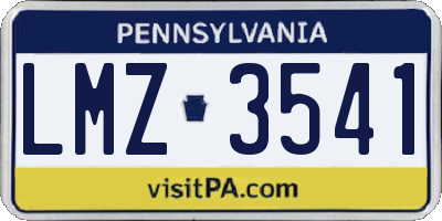 PA license plate LMZ3541