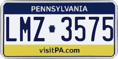 PA license plate LMZ3575