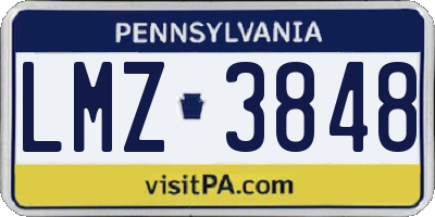 PA license plate LMZ3848