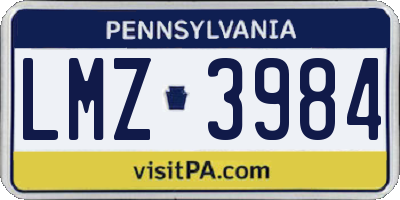 PA license plate LMZ3984