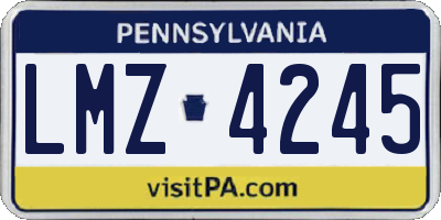 PA license plate LMZ4245