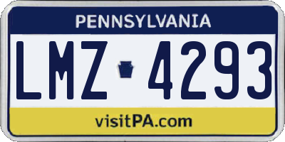 PA license plate LMZ4293