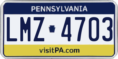 PA license plate LMZ4703