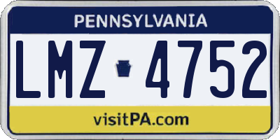 PA license plate LMZ4752