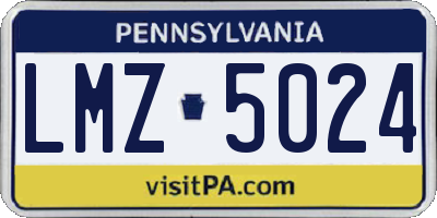 PA license plate LMZ5024