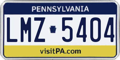 PA license plate LMZ5404