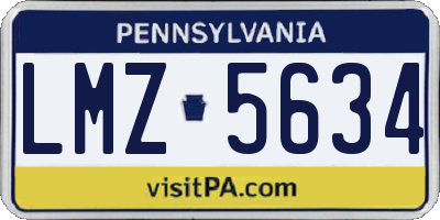 PA license plate LMZ5634