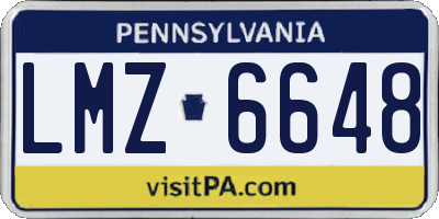 PA license plate LMZ6648